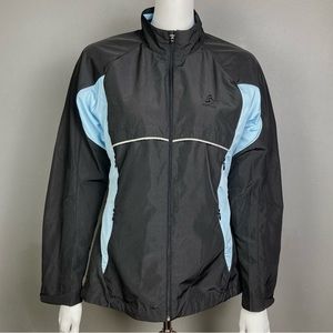 ODLO performance jacket women's medium black blue wicking hiking running outdoor